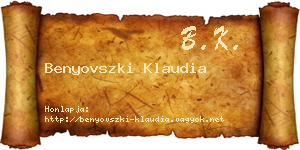 Benyovszki Klaudia névjegykártya